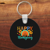 Happy Thanksgiving Turkey &amp; Sunflower, Thanksg Sleutelhanger (Voorkant)