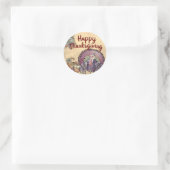 Happy Thanksgiving Turkey and Cornucopia Ronde Sticker (Tas)