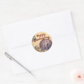 Happy Thanksgiving Turkey and Cornucopia Ronde Sticker (Envelop)