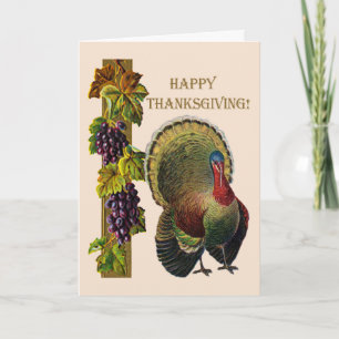 Happy Thanksgiving Turkey and Grapes, ZSSG Feestdagen Kaart