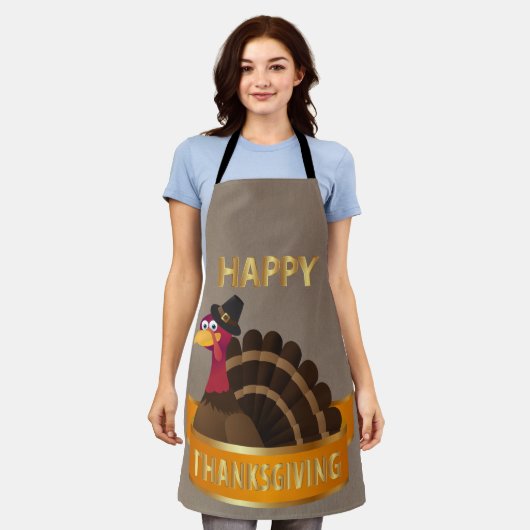 Happy Thanksgiving Turkey Apron Schort (Gedragen)