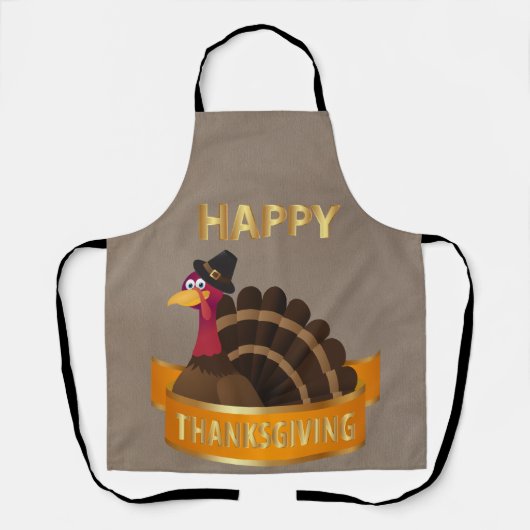 Happy Thanksgiving Turkey Apron Schort (Voorkant)