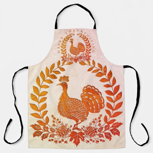 Happy Thanksgiving Turkey Apron Schort (Voorkant)