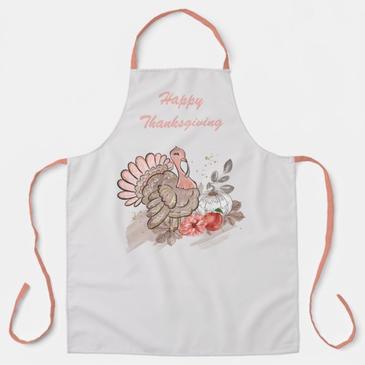 Happy Thanksgiving Turkey Apron Schort (Voorkant)