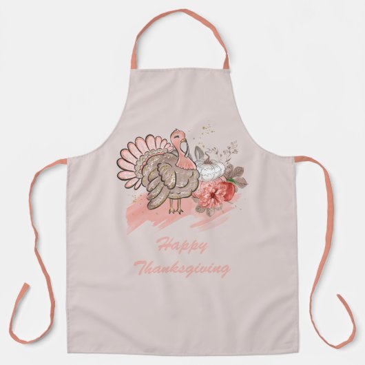 Happy Thanksgiving Turkey Apron Schort (Voorkant)