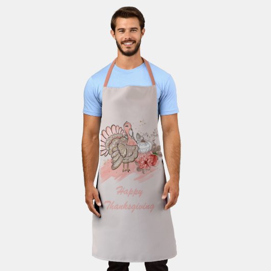 Happy Thanksgiving Turkey Apron Schort (Gedragen)
