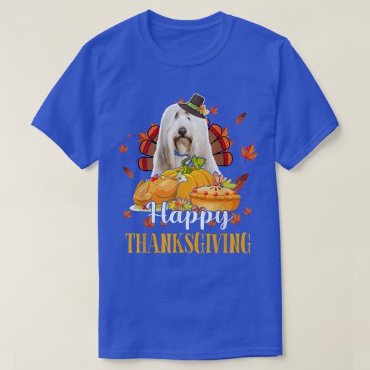 Happy Thanksgiving Turkey Bearded Collie Herfst Pu T-shirt (Design voorkant)