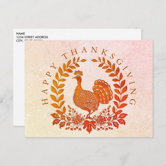 Happy Thanksgiving Turkey Briefkaart (Voorkant / Achterkant)