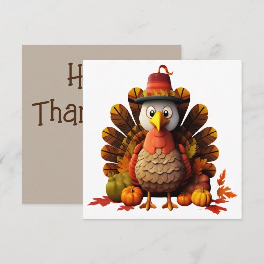 Happy Thanksgiving Turkey Card Feestdagenkaart (Voorkant / Achterkant)