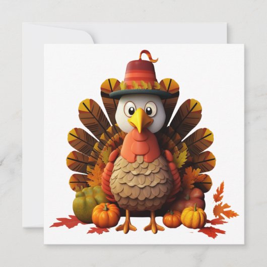 Happy Thanksgiving Turkey Card Feestdagenkaart (Voorkant)
