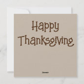 Happy Thanksgiving Turkey Card Feestdagenkaart (Achterkant)