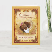 Happy Thanksgiving Turkey Card (zoon en partner) Feestdagen Kaart (Voorkant)