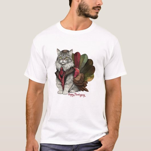 Happy Thanksgiving Turkey Cat T-shirt (Voorkant)