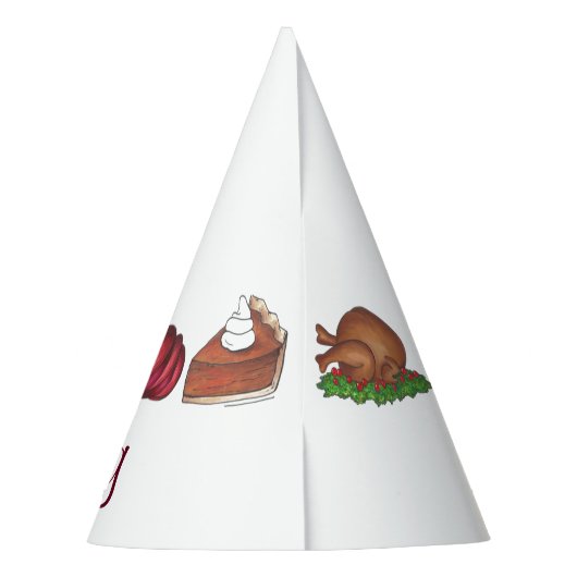 Happy Thanksgiving Turkey Cranberry Pie Dinner Feesthoedjes (Achterkant)