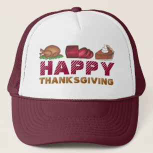 Happy Thanksgiving Turkey Cranberry Pie Dinner Trucker Pet