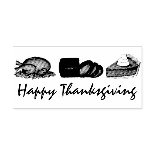 Happy Thanksgiving Turkey Cranberry Pumpkin Pie Rubberstempel (Afrduk)