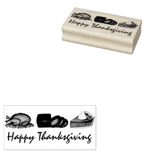 Happy Thanksgiving Turkey Cranberry Pumpkin Pie Rubberstempel