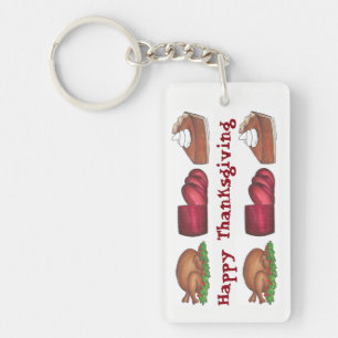 Happy Thanksgiving Turkey Cranberry Pumpkin Pie Sleutelhanger