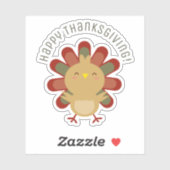 Happy Thanksgiving Turkey Cute Cartoon Gobble Sticker (Vel)