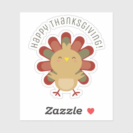 Happy Thanksgiving Turkey Cute Cartoon Gobble Sticker (Vel)
