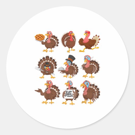 Happy Thanksgiving Turkey Day Girls Boys Kinder To Ronde Sticker (Voorkant)