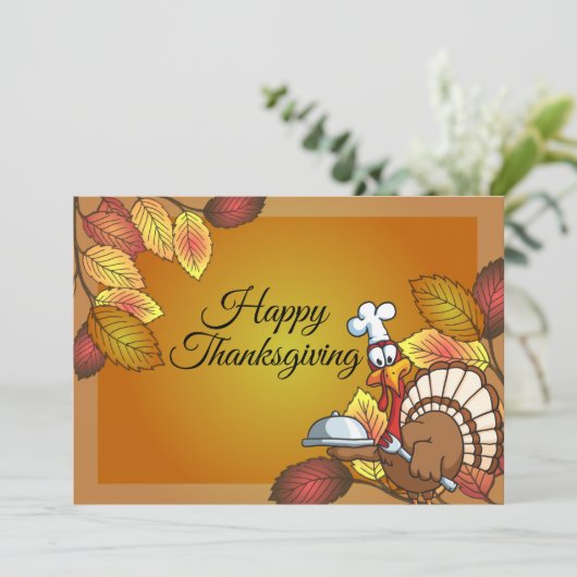 Happy Thanksgiving Turkey Dinner Invitations Kaart (Staand voorkant)