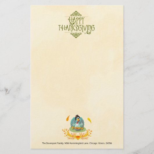 Happy Thanksgiving Turkey Eking Pumpkin Pie Briefpapier (Voorkant)