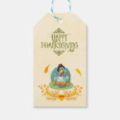 Happy Thanksgiving Turkey Eking Pumpkin Pie Cadeaulabel (Voorkant)