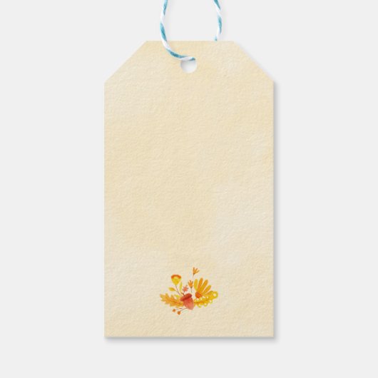 Happy Thanksgiving Turkey Eking Pumpkin Pie Cadeaulabel (Achterkant)