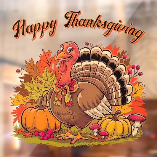 Happy Thanksgiving Turkey Fall Harvest Graphic  Raamsticker (Vel 2)