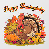 Happy Thanksgiving Turkey Fall Harvest Graphic Raamsticker (Vel)