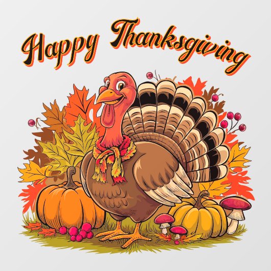 Happy Thanksgiving Turkey Fall Harvest Graphic Raamsticker (Vel)