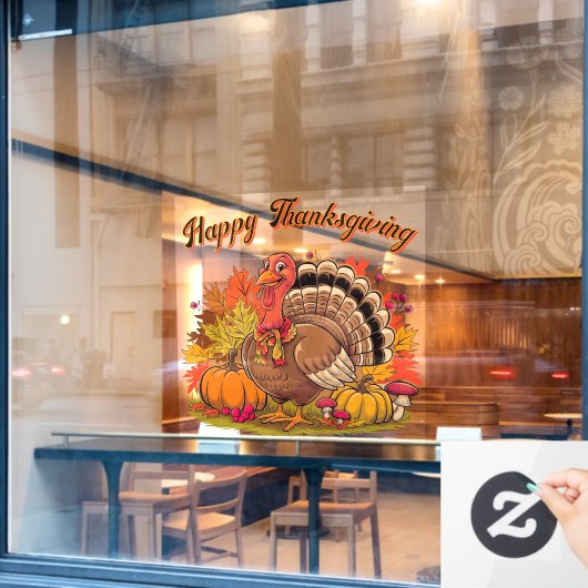 Happy Thanksgiving Turkey Fall Harvest Graphic Raamsticker (Cafe Raam)