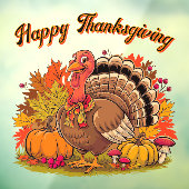 Happy Thanksgiving Turkey Fall Harvest Graphic Raamsticker (Vel 3)