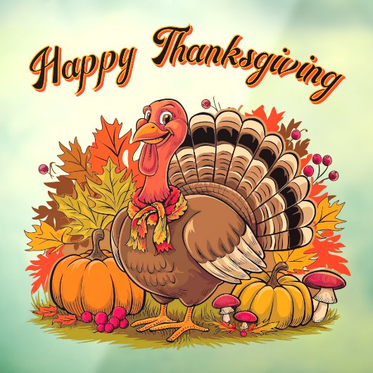 Happy Thanksgiving Turkey Fall Harvest Graphic  Raamsticker (Vel 3)