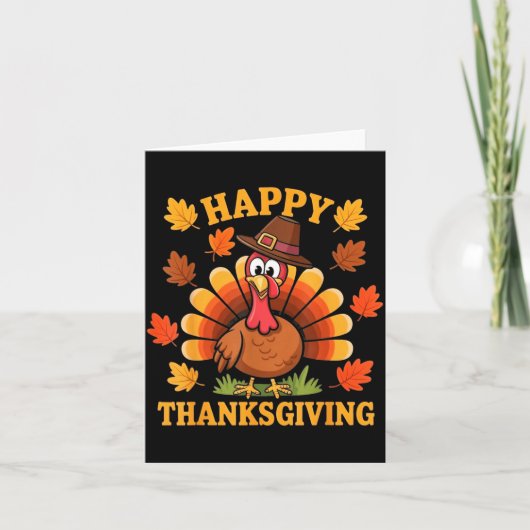 Happy Thanksgiving Turkey Family Dinner Thanksgivi Kaart (Voorkant)