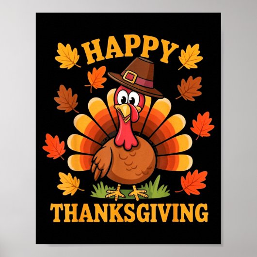 Happy Thanksgiving Turkey Family Dinner Thanksgivi Poster (Voorkant)