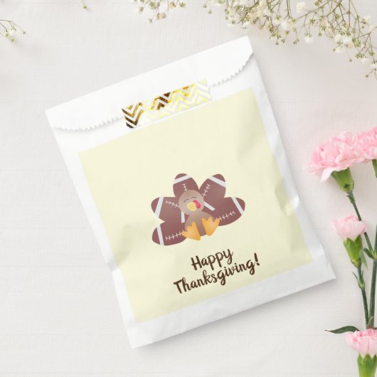 Happy Thanksgiving Turkey Football Feathers Bedankzakje (Gezegeld)