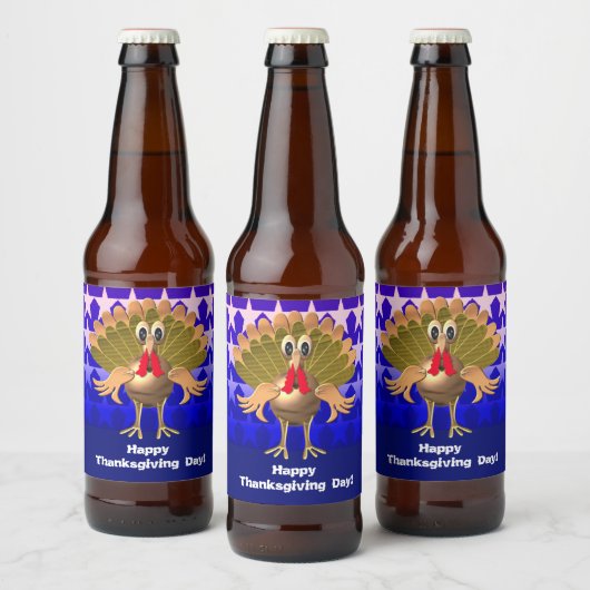 Happy Thanksgiving Turkey, gepersonaliseerd Bier Etiket (Flessen)