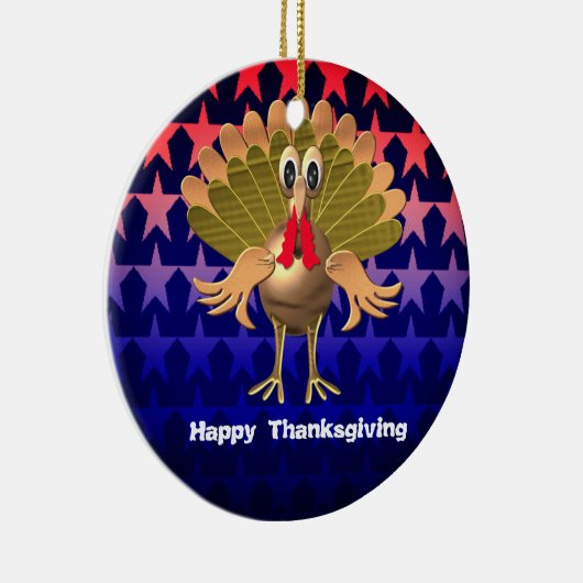 Happy Thanksgiving Turkey, gepersonaliseerd Keramisch Ornament (Rechts)