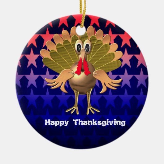 Happy Thanksgiving Turkey, gepersonaliseerd Keramisch Ornament (Voorkant)