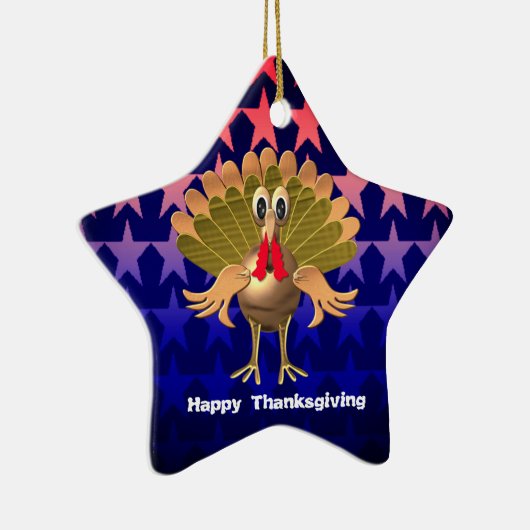 Happy Thanksgiving Turkey, gepersonaliseerd Keramisch Ornament (Rechts)
