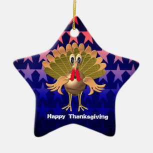 Happy Thanksgiving Turkey, gepersonaliseerd Keramisch Ornament