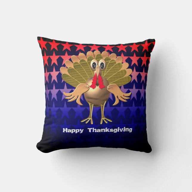 Happy Thanksgiving Turkey, gepersonaliseerd Kussen (Voorkant)