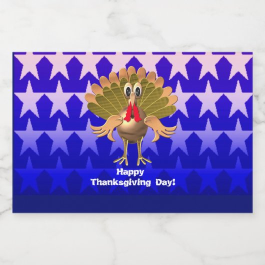 Happy Thanksgiving Turkey, gepersonaliseerd Likeurfles Etiket (Enkel label)