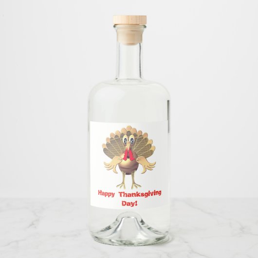 Happy Thanksgiving Turkey, gepersonaliseerd Likeurfles Etiket (Voorkant)