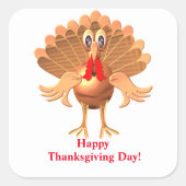 Happy Thanksgiving Turkey, gepersonaliseerd Vierkante Sticker (Voorkant)