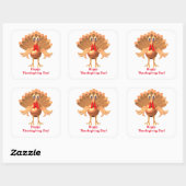 Happy Thanksgiving Turkey, gepersonaliseerd Vierkante Sticker (Vel)