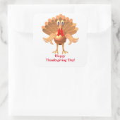 Happy Thanksgiving Turkey, gepersonaliseerd Vierkante Sticker (Tas)