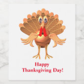 Happy Thanksgiving Turkey, gepersonaliseerd Wijn Etiket (Enkel label)